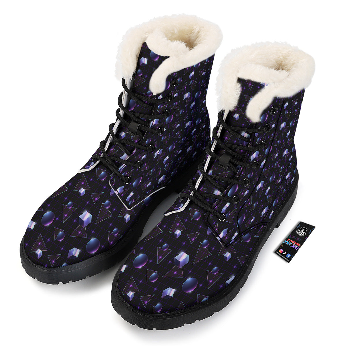 Geometry 80's Style Print Pattern Winter Boots-grizzshop