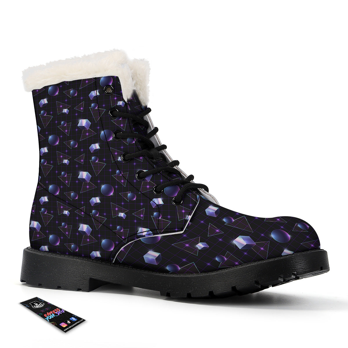 Geometry 80's Style Print Pattern Winter Boots-grizzshop