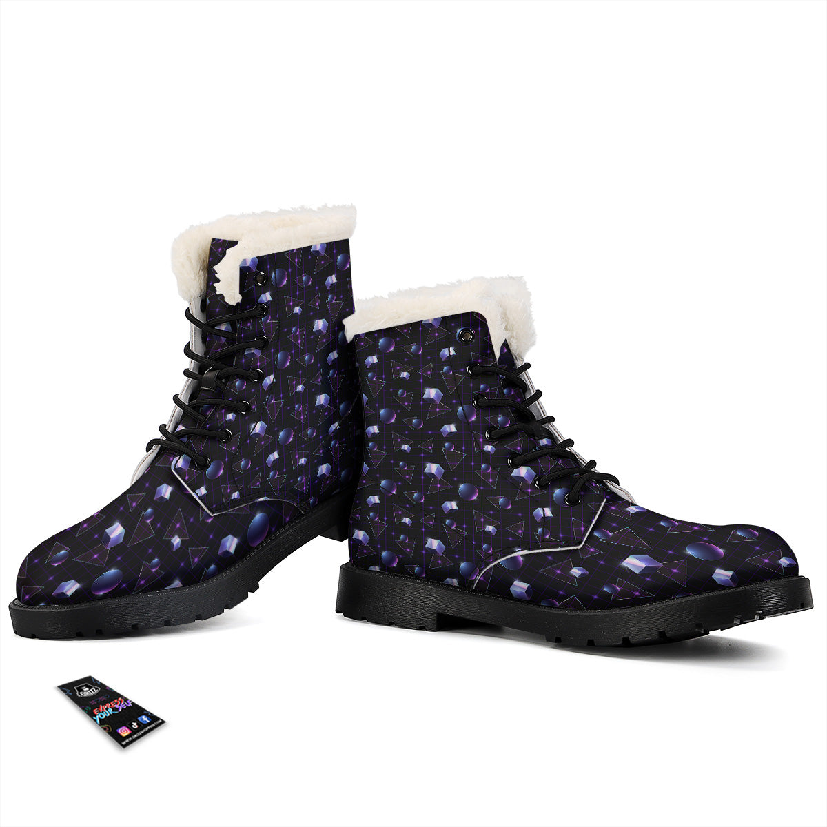 Geometry 80's Style Print Pattern Winter Boots-grizzshop