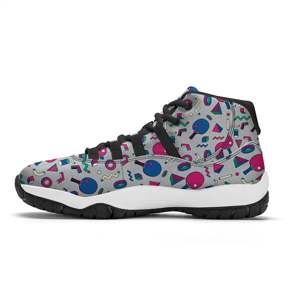 Geometry Pingpong Print Pattern Black Bball Shoes-grizzshop