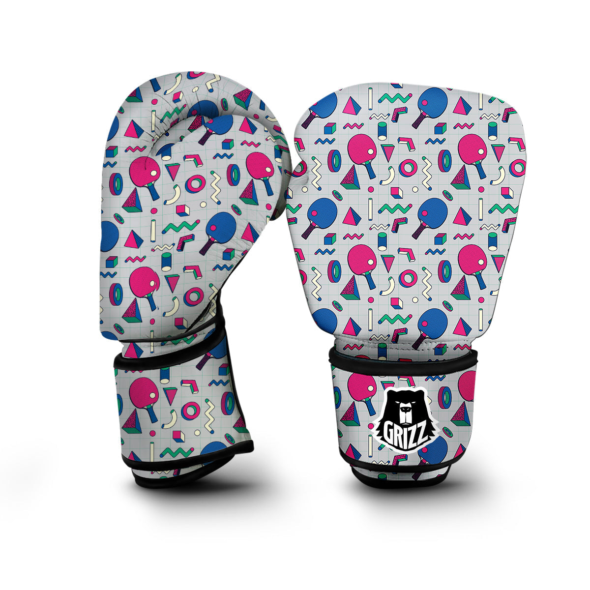 Geometry Pingpong Print Pattern Boxing Gloves-grizzshop