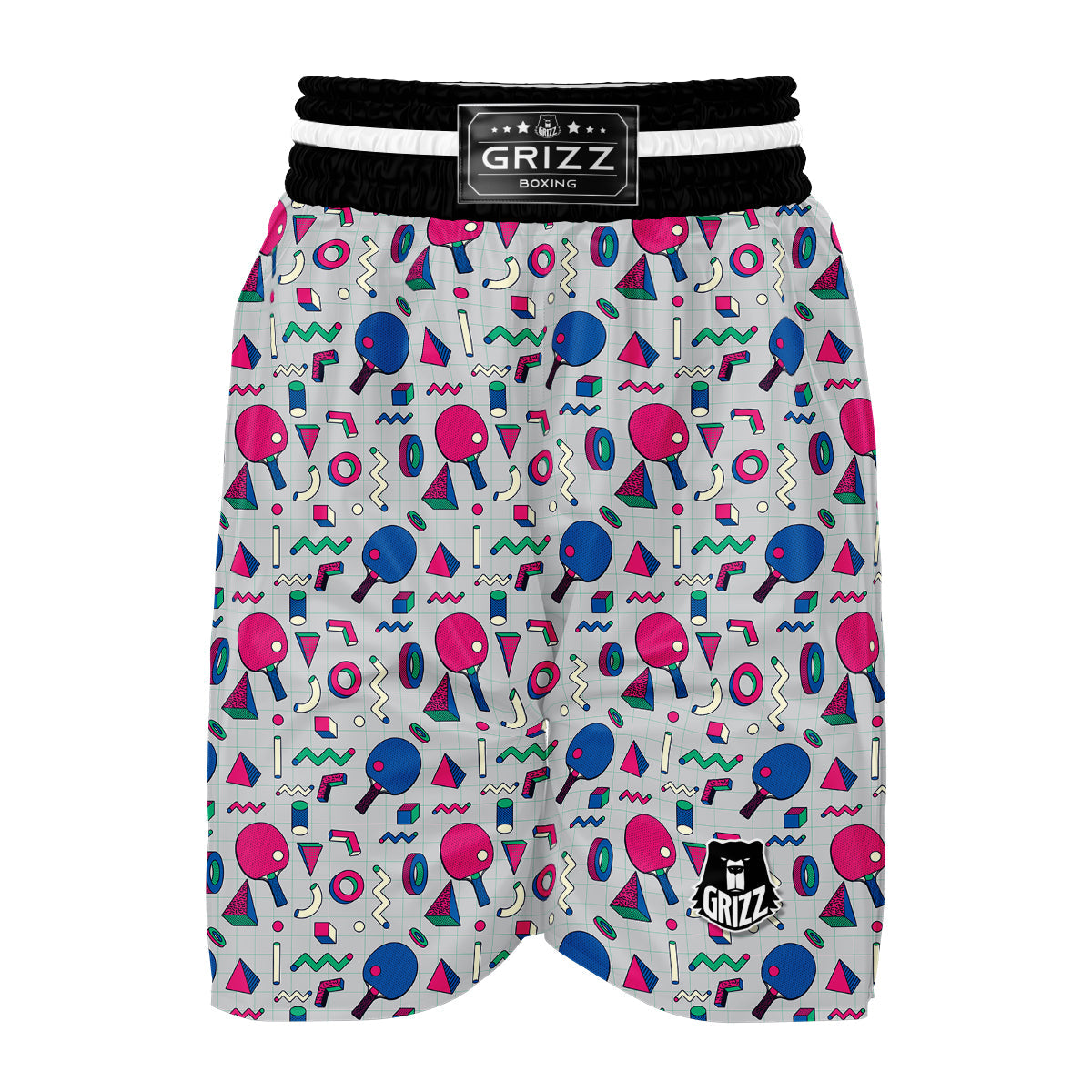 Geometry Pingpong Print Pattern Boxing Shorts-grizzshop