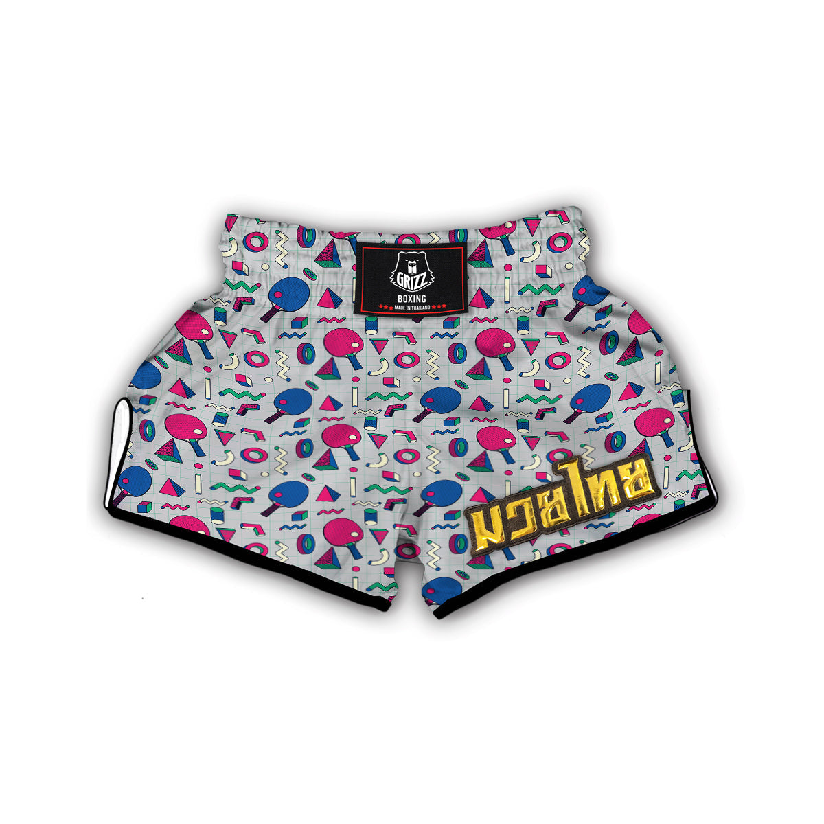 Geometry Pingpong Print Pattern Muay Thai Boxing Shorts-grizzshop