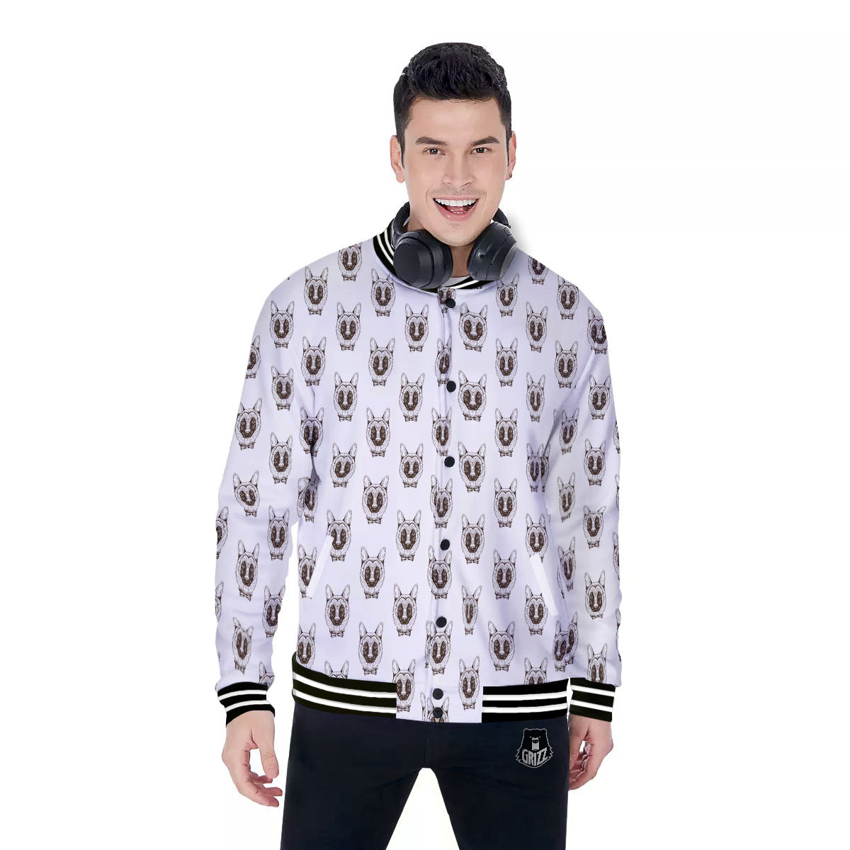 German Shepherd Drawing Print Pattern Baseball Jacket-grizzshop