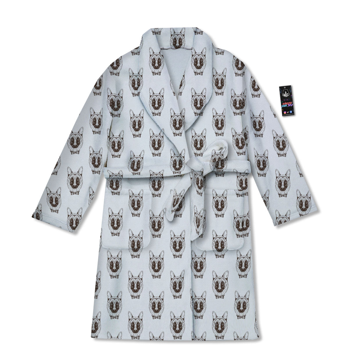 German Shepherd Drawing Print Pattern Bathrobe-grizzshop