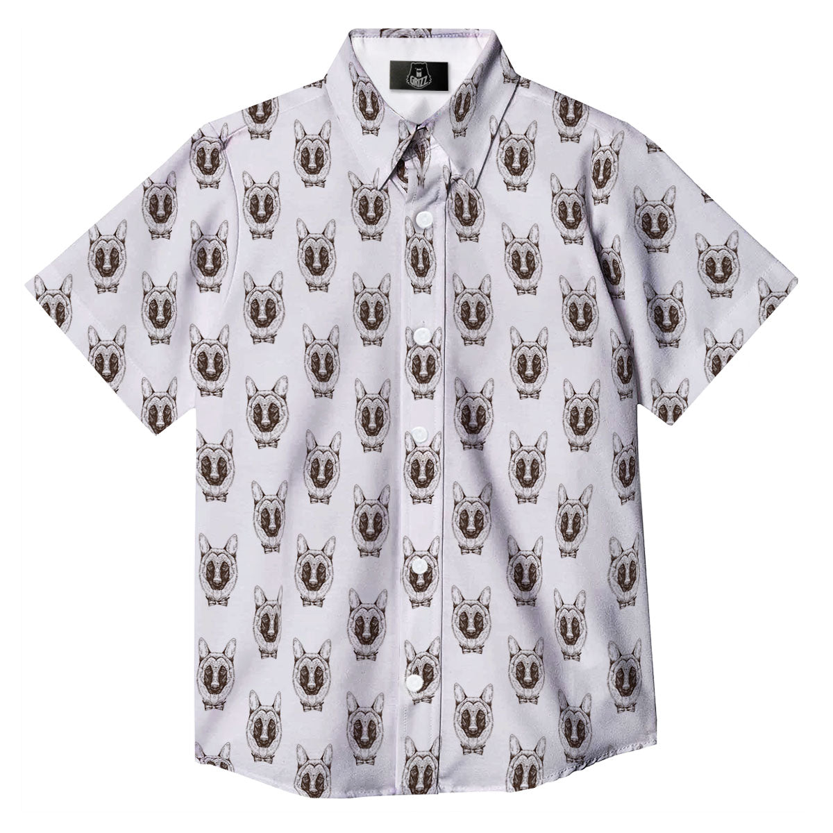 German Shepherd Drawing Print Pattern Button Up Shirt-grizzshop