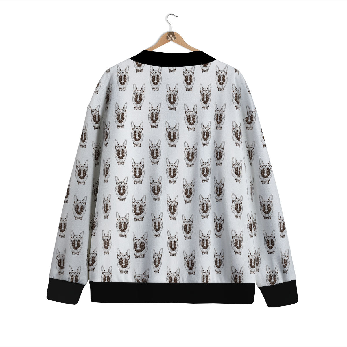 German Shepherd Drawing Print Pattern Cardigan-grizzshop