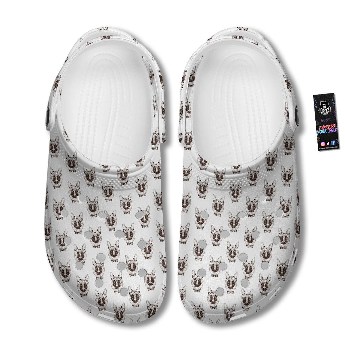 German Shepherd Drawing Print Pattern Clog-grizzshop