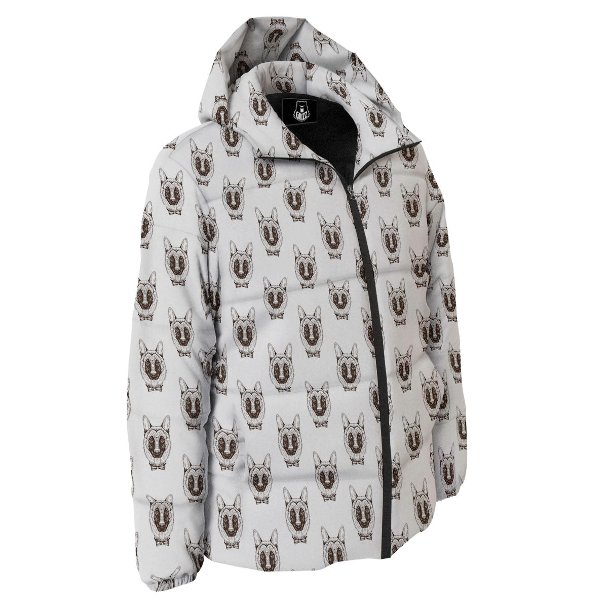 German Shepherd Drawing Print Pattern Down Jacket-grizzshop