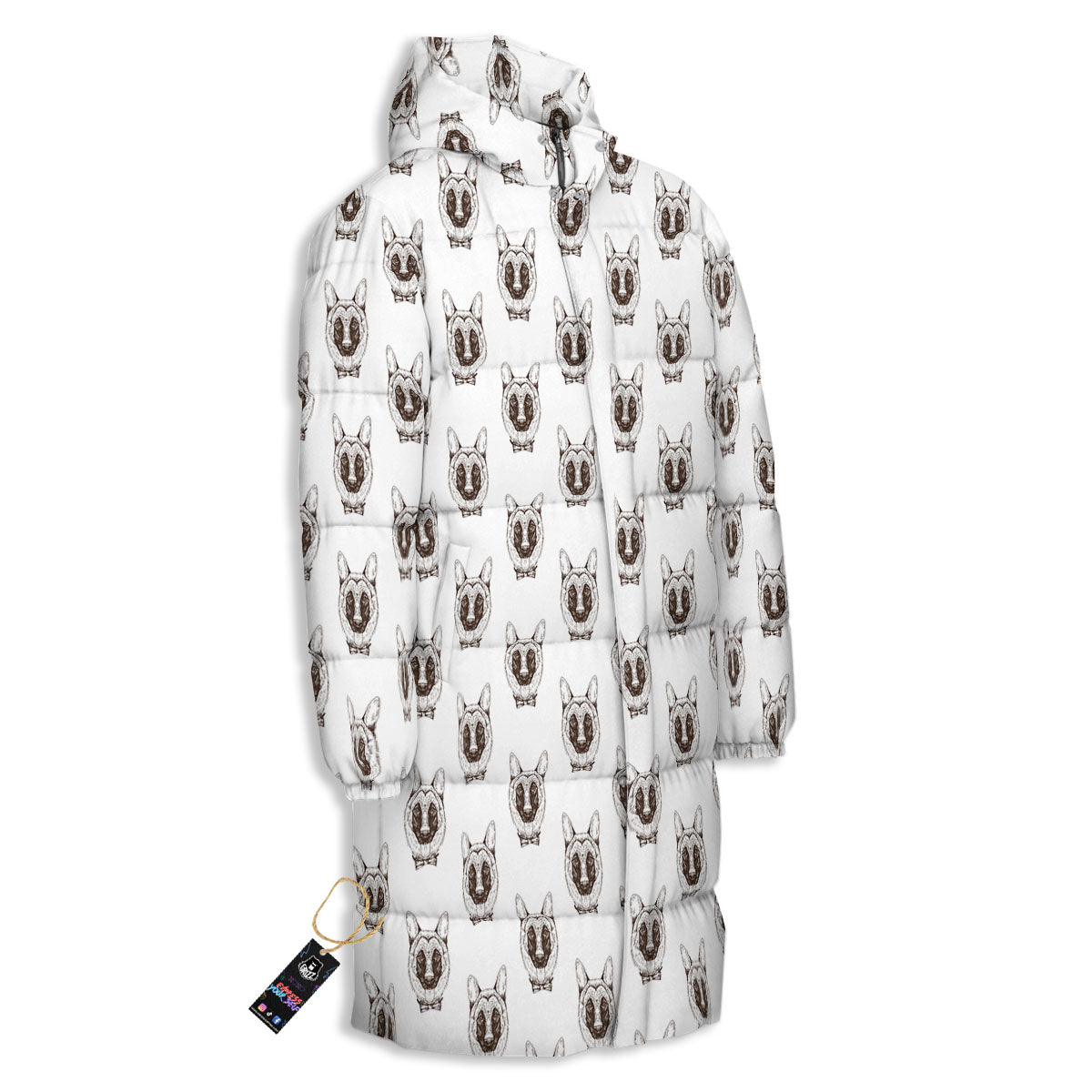German Shepherd Drawing Print Pattern Long Down Jacket-grizzshop