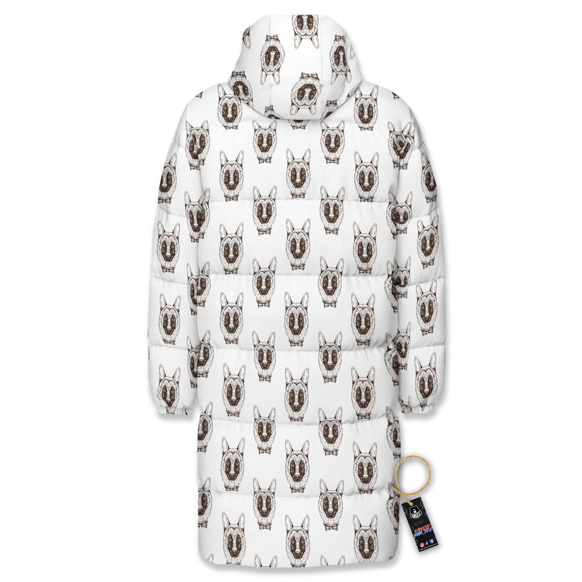 German Shepherd Drawing Print Pattern Long Down Jacket-grizzshop
