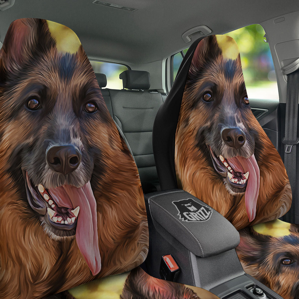 German Shepherd Portrait Vintage Print Car Seat Covers-grizzshop