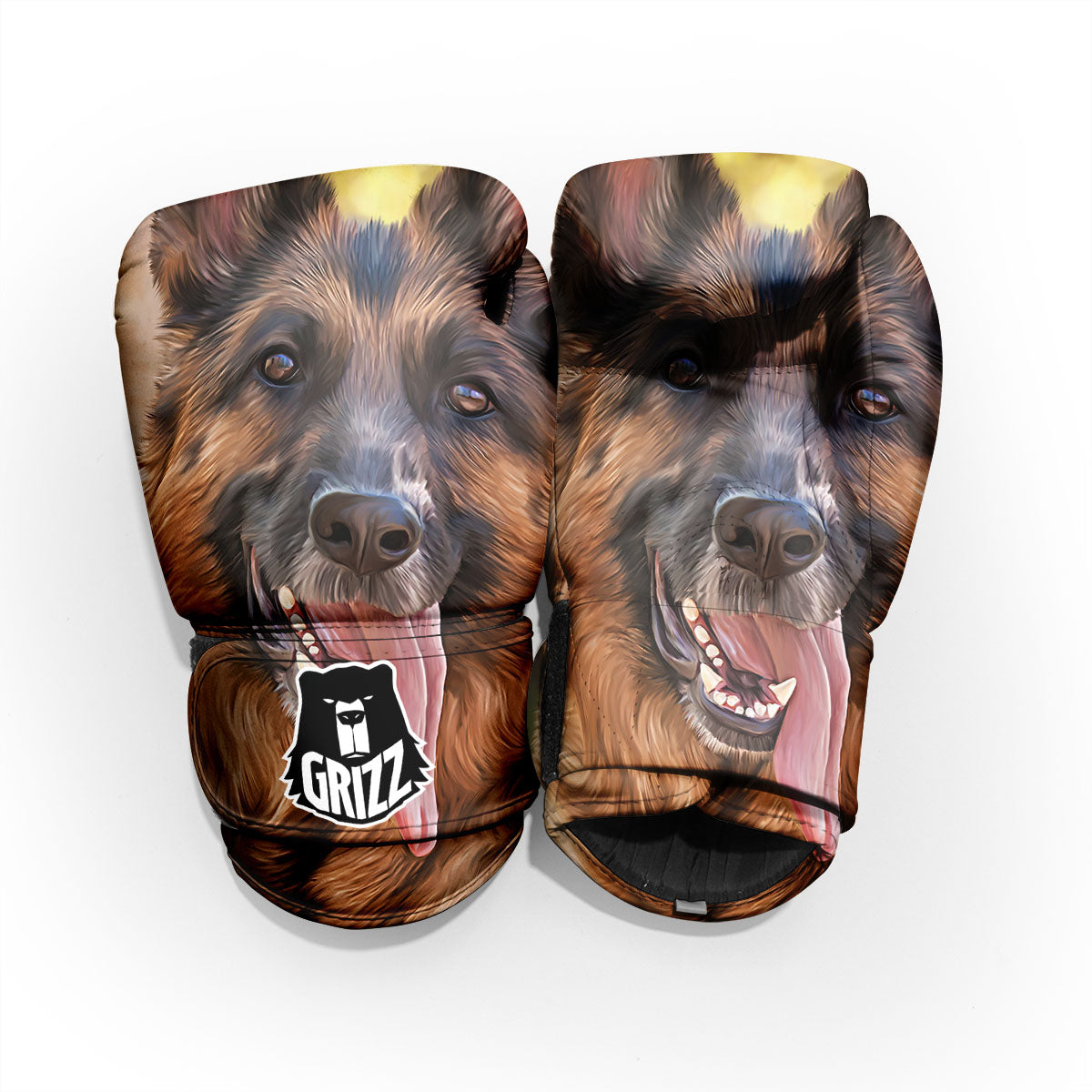 German Shepherd Portrait Vintage Print Pro Boxing Glove