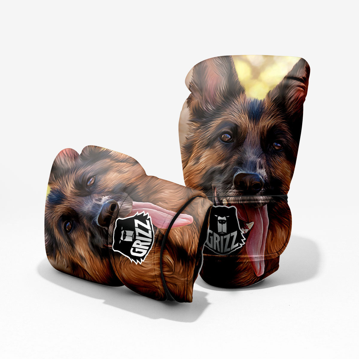 German Shepherd Portrait Vintage Print Pro Boxing Glove