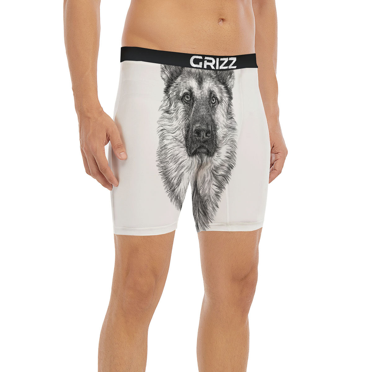 German Shepherd White And Black Print Boxer Briefs-grizzshop