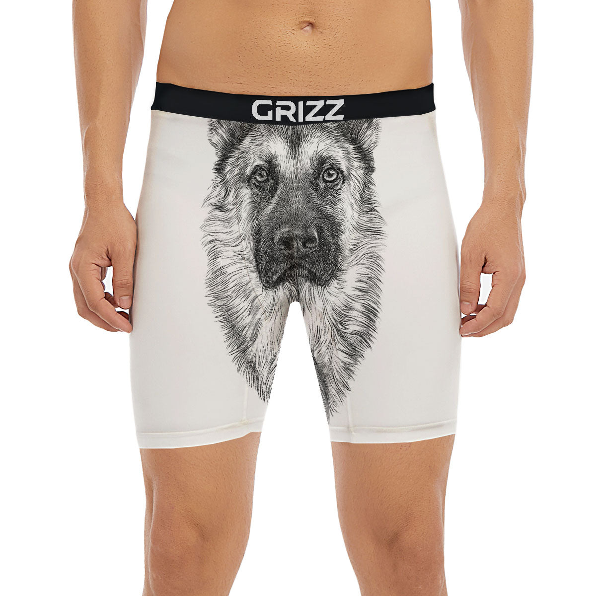 German Shepherd White And Black Print Boxer Briefs-grizzshop