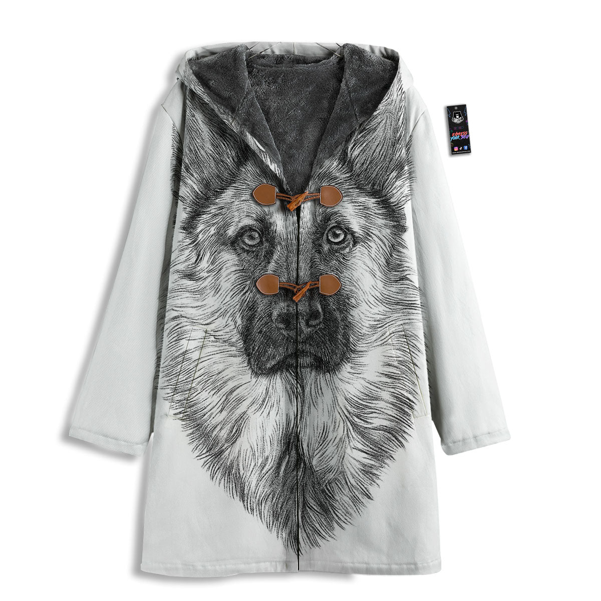 German Shepherd White And Black Print Men's Windbreaker Jacket-grizzshop