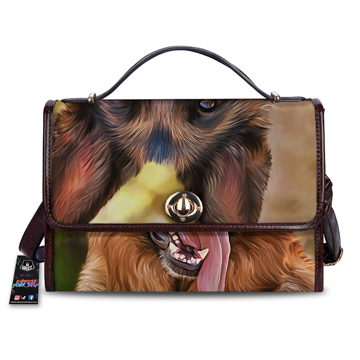 German Shepherd Portrait Vintage Print Women's Satchel Bag