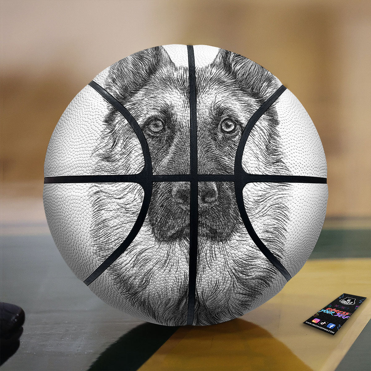 German Shepherd White And Black Print Basketball