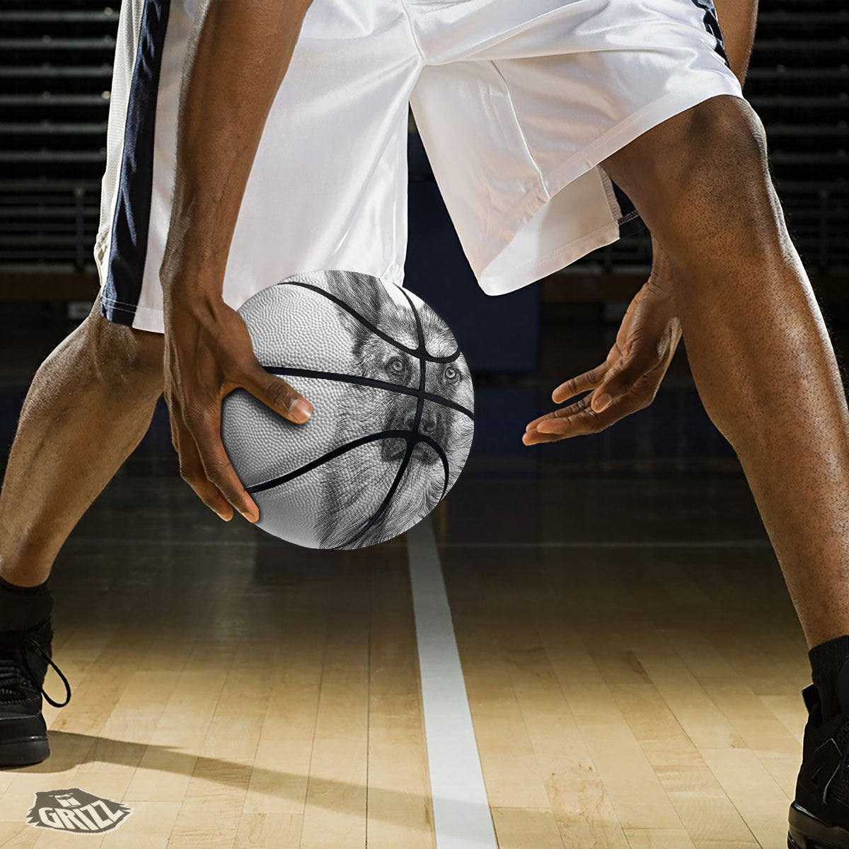 German Shepherd White And Black Print Basketball