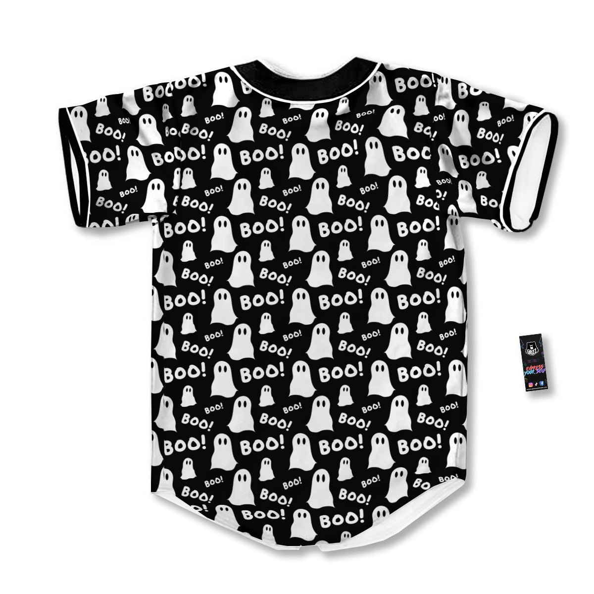 Ghost Cartoon Print Pattern Baseball Jersey-grizzshop