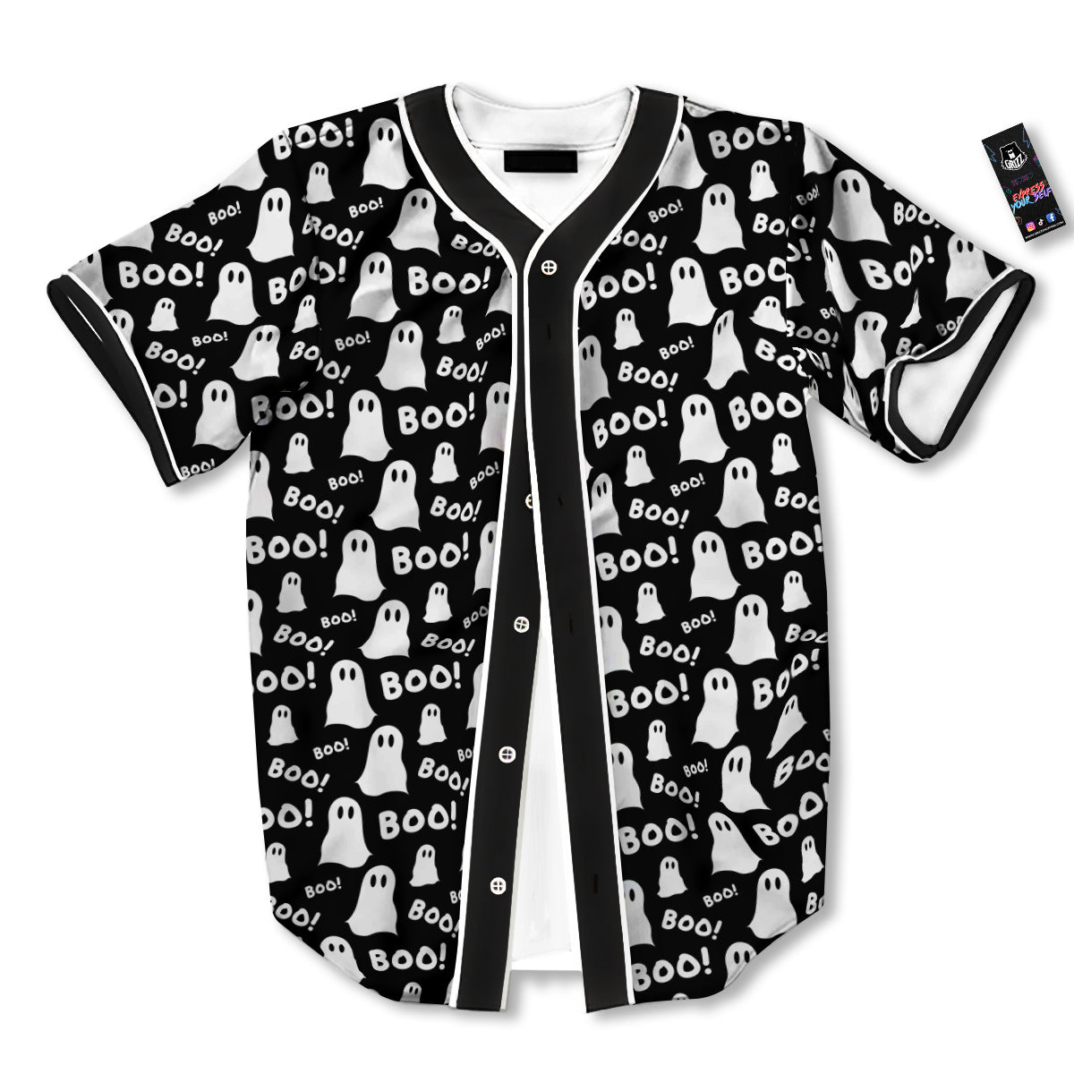 Ghost Cartoon Print Pattern Baseball Jersey-grizzshop
