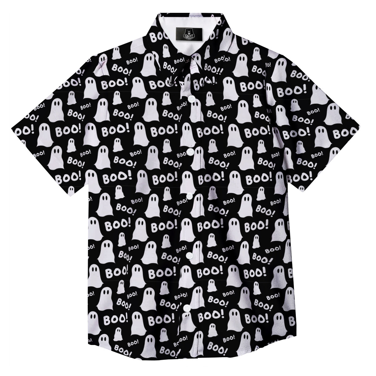 Ghost Cartoon Print Pattern Button Up Shirt-grizzshop