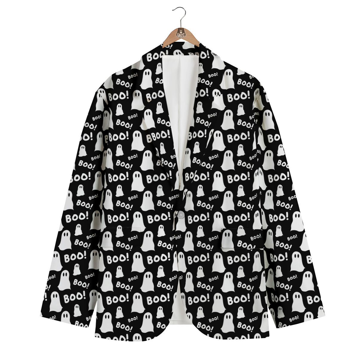 Ghost Cartoon Print Pattern Men's Blazer-grizzshop