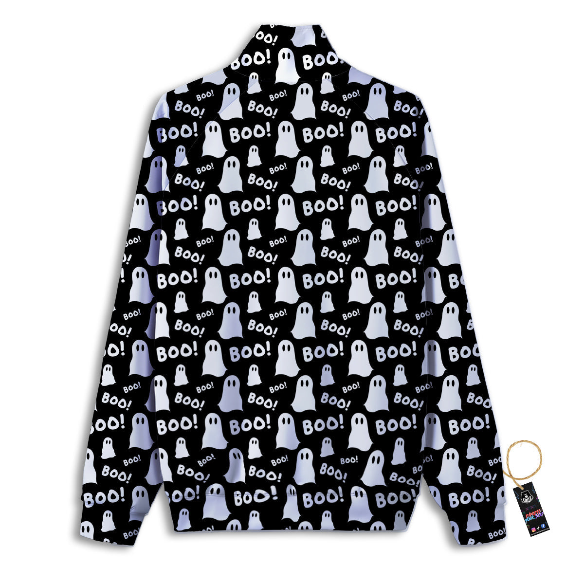 Ghost Cartoon Print Pattern Track Jacket-grizzshop