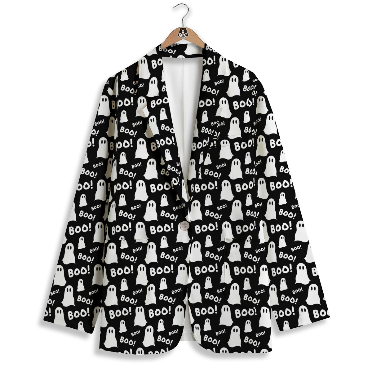 Ghost Cartoon Print Pattern Women's Blazer-grizzshop