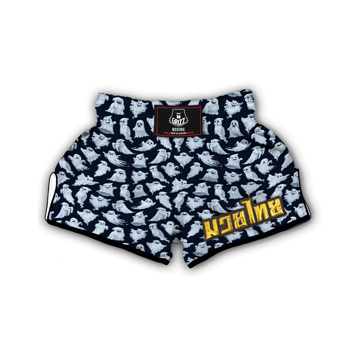 Ghost Exotic Boo Print Pattern Muay Thai Boxing Shorts-grizzshop