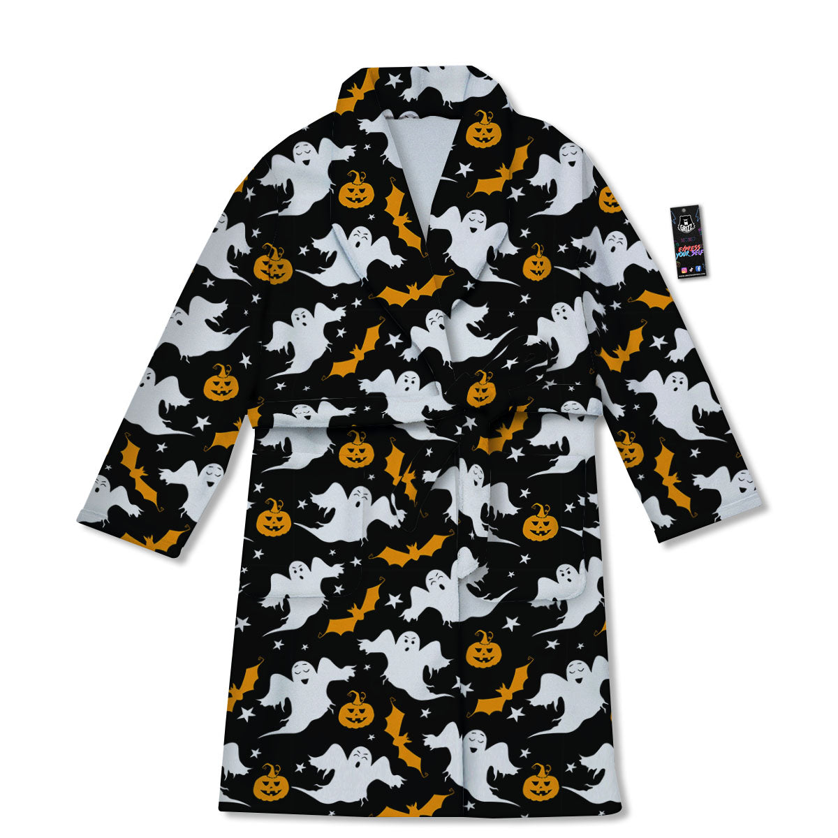 Ghost Halloween Print Pattern Bathrobe-grizzshop
