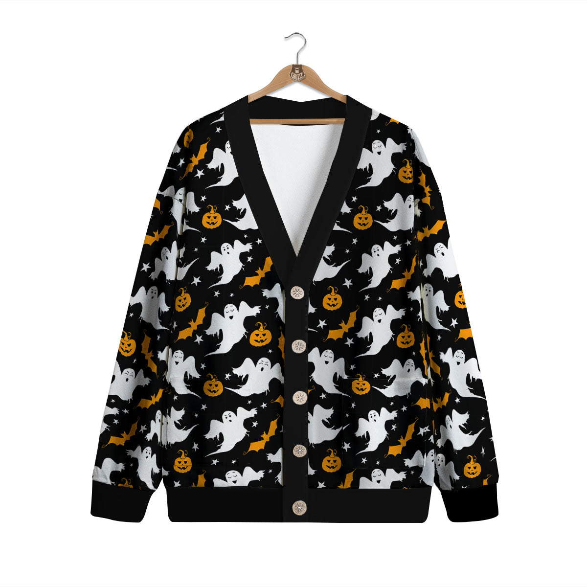 Ghost Halloween Print Pattern Cardigan-grizzshop