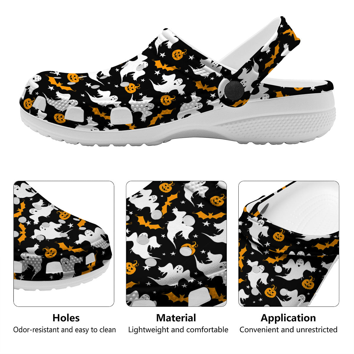 Ghost Halloween Print Pattern Clog-grizzshop