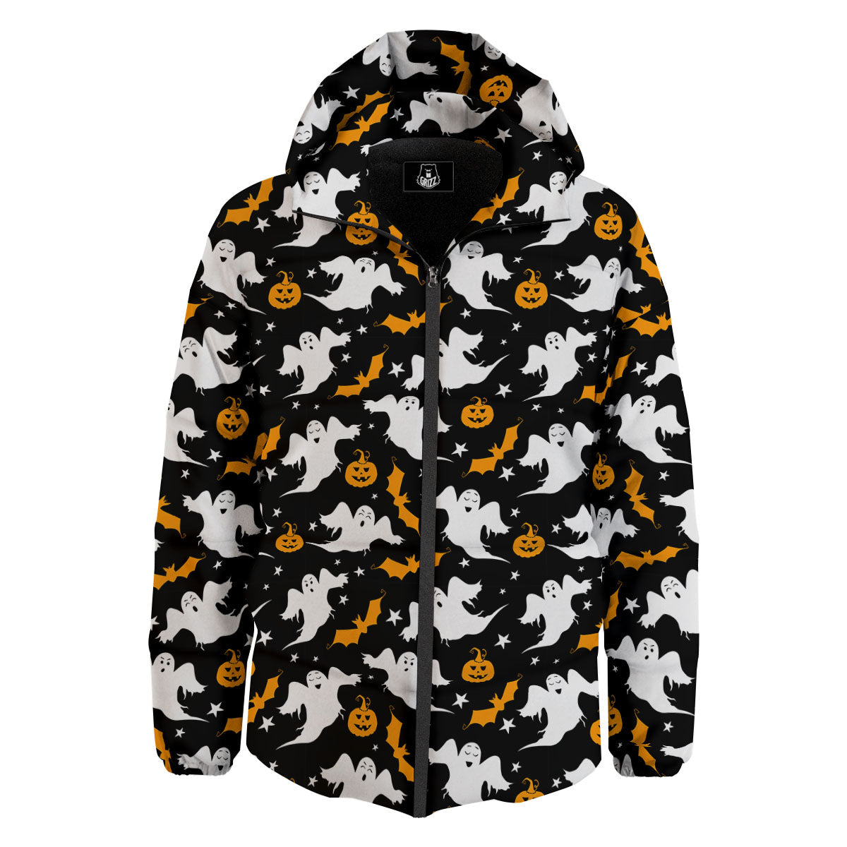 Ghost Halloween Print Pattern Down Jacket-grizzshop