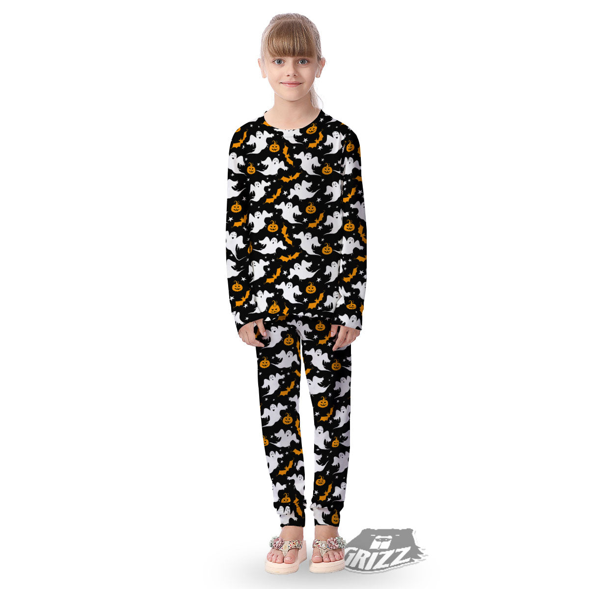 Ghost Halloween Print Pattern Kid's Pajamas-grizzshop
