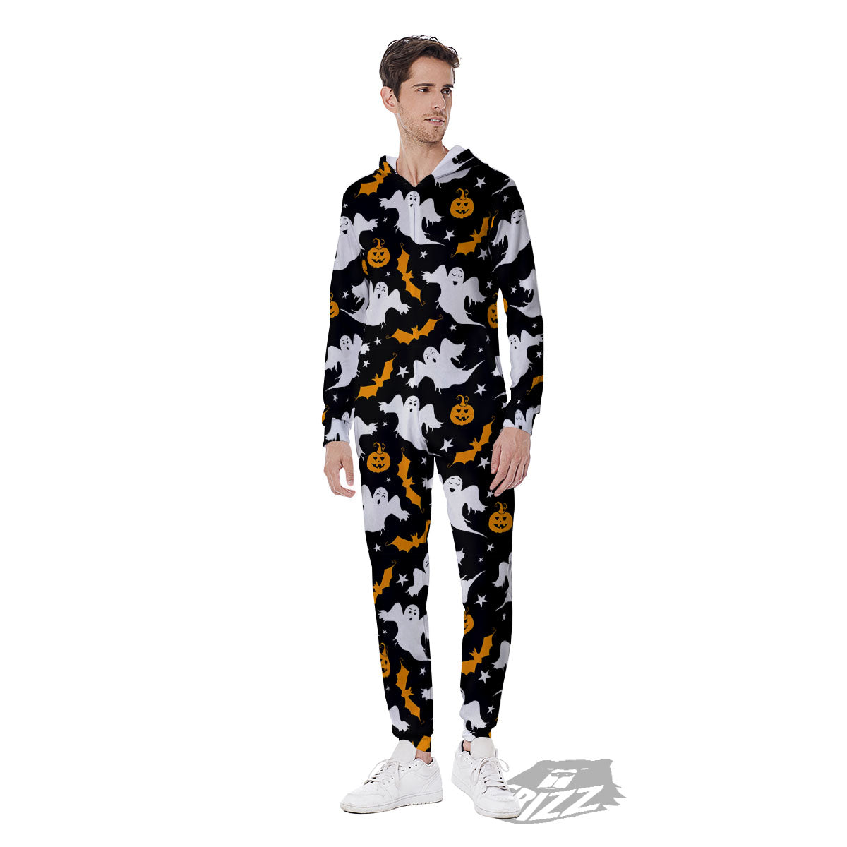 Ghost Halloween Print Pattern Men's Jumpsuit-grizzshop