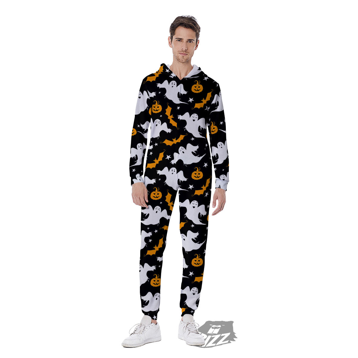 Ghost Halloween Print Pattern Men's Jumpsuit-grizzshop