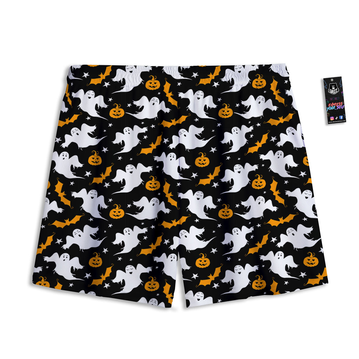 Ghost Halloween Print Pattern Mesh Shorts