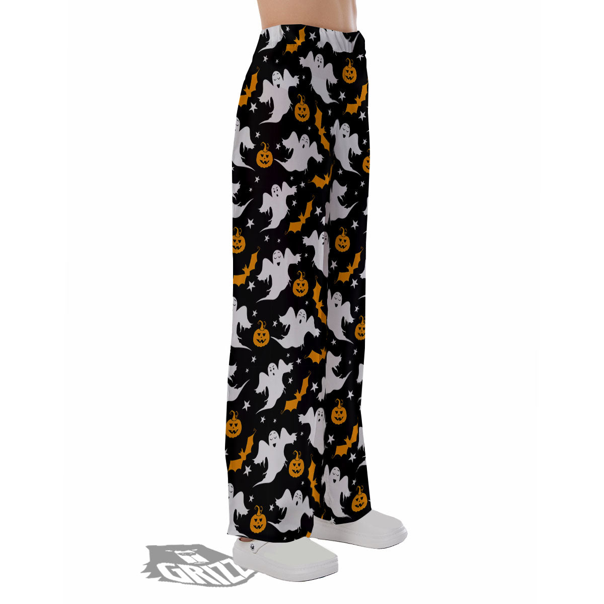 Ghost Halloween Print Pattern Pajama Pants-grizzshop