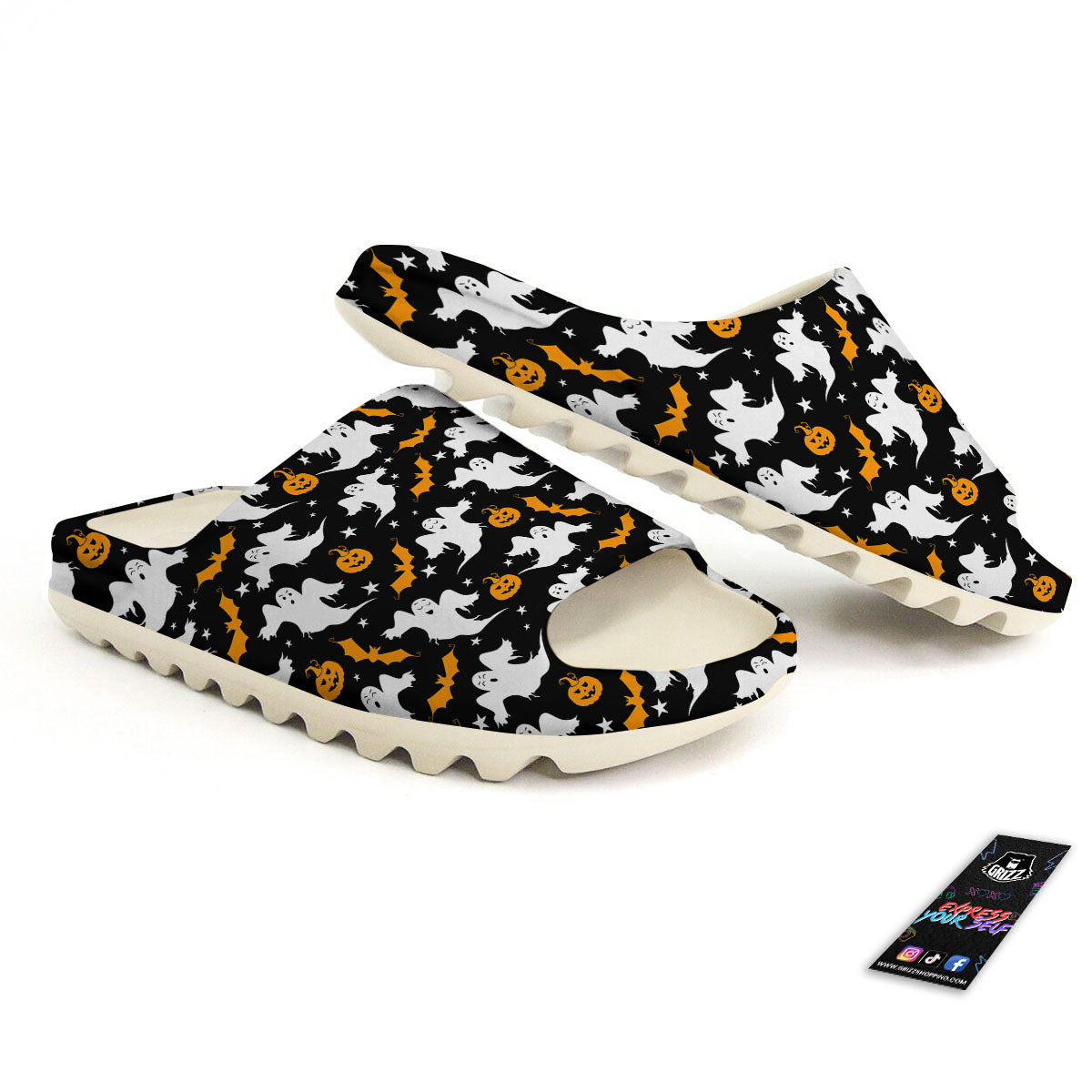 Ghost Halloween Print Pattern Sandals-grizzshop