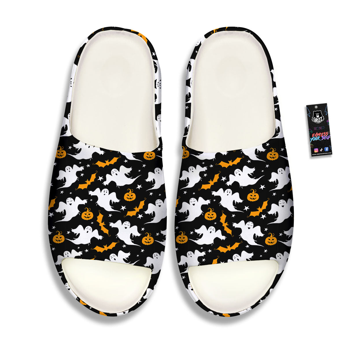 Ghost Halloween Print Pattern Sandals-grizzshop