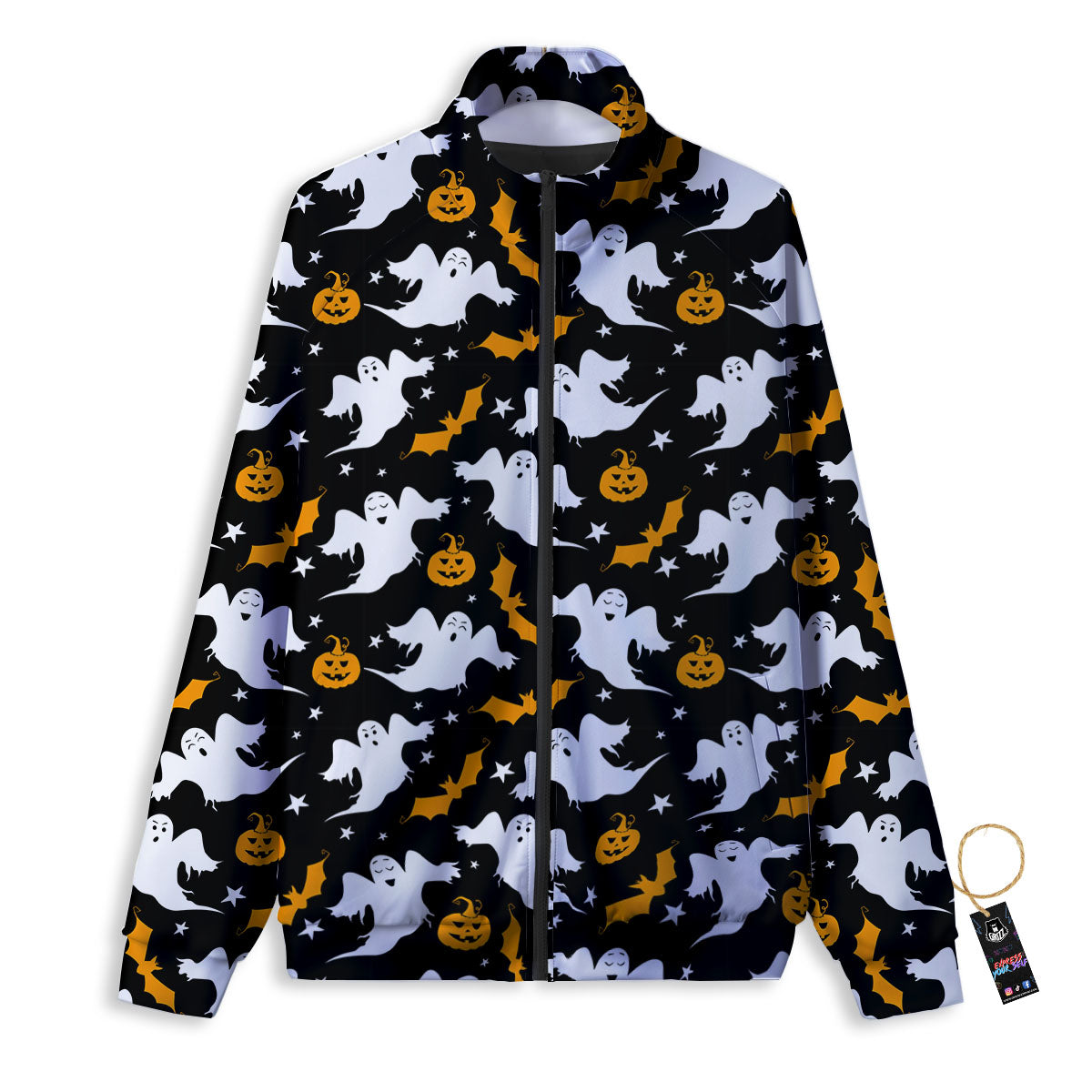 Ghost Halloween Print Pattern Track Jacket-grizzshop