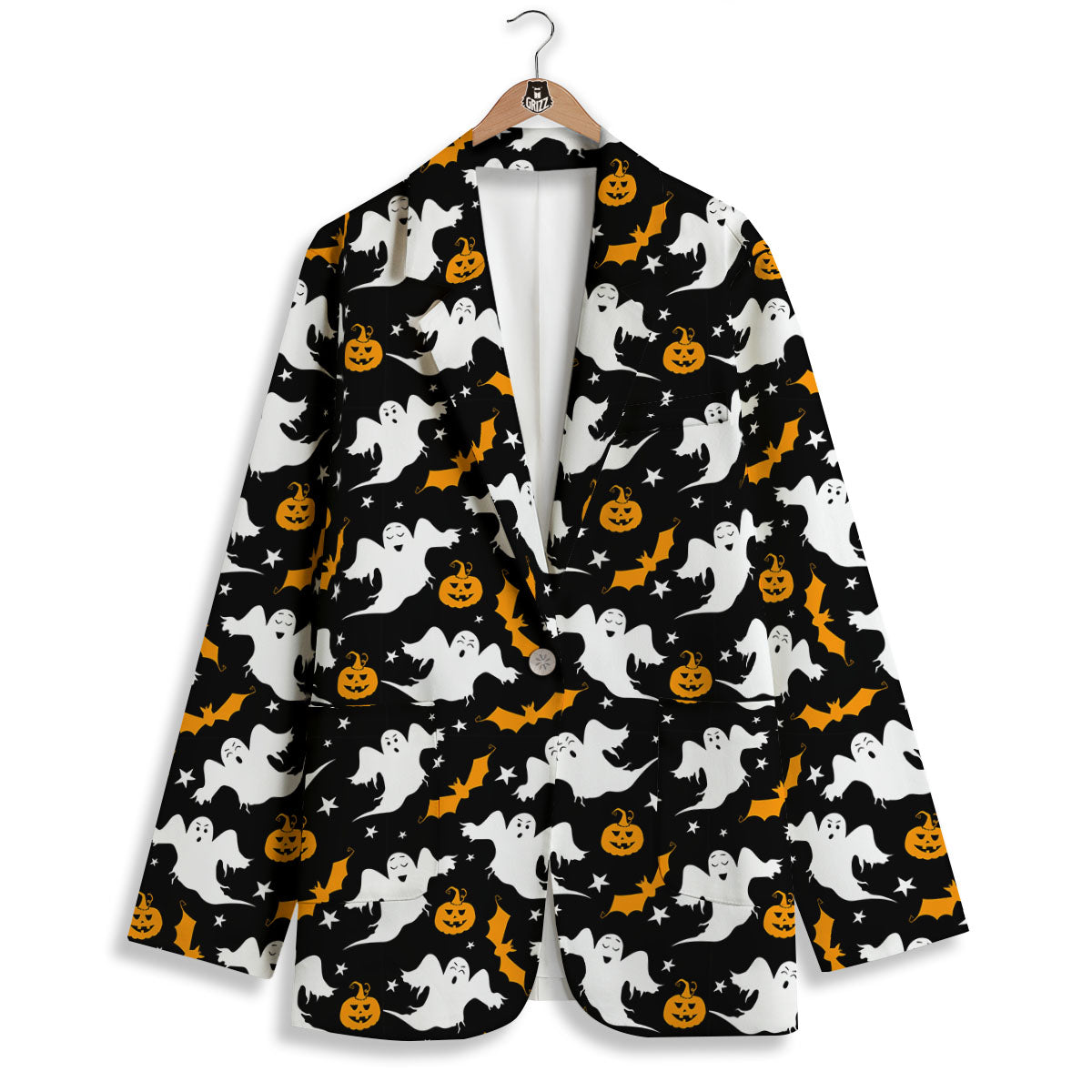 Ghost Halloween Print Pattern Women's Blazer-grizzshop