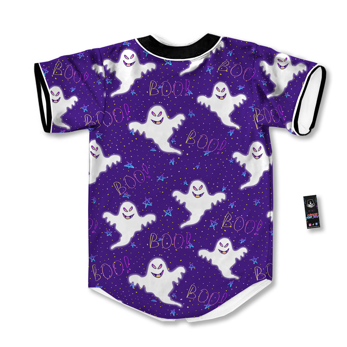 Ghost Happy Halloween Print Pattern Baseball Jersey-grizzshop