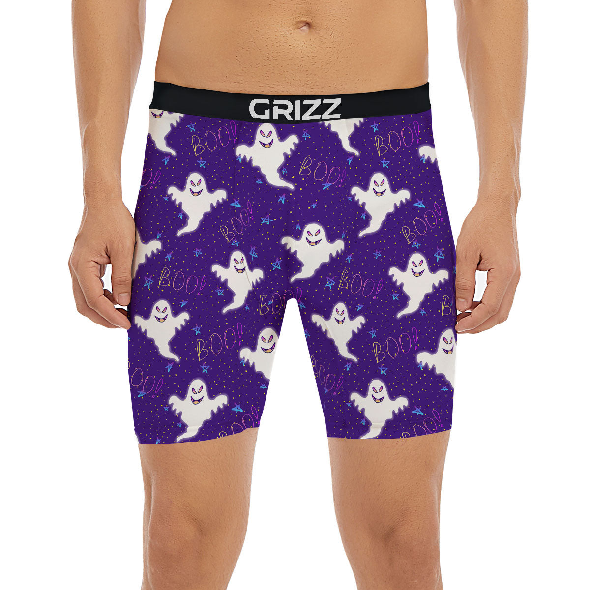 Ghost Happy Halloween Print Pattern Boxer Briefs-grizzshop