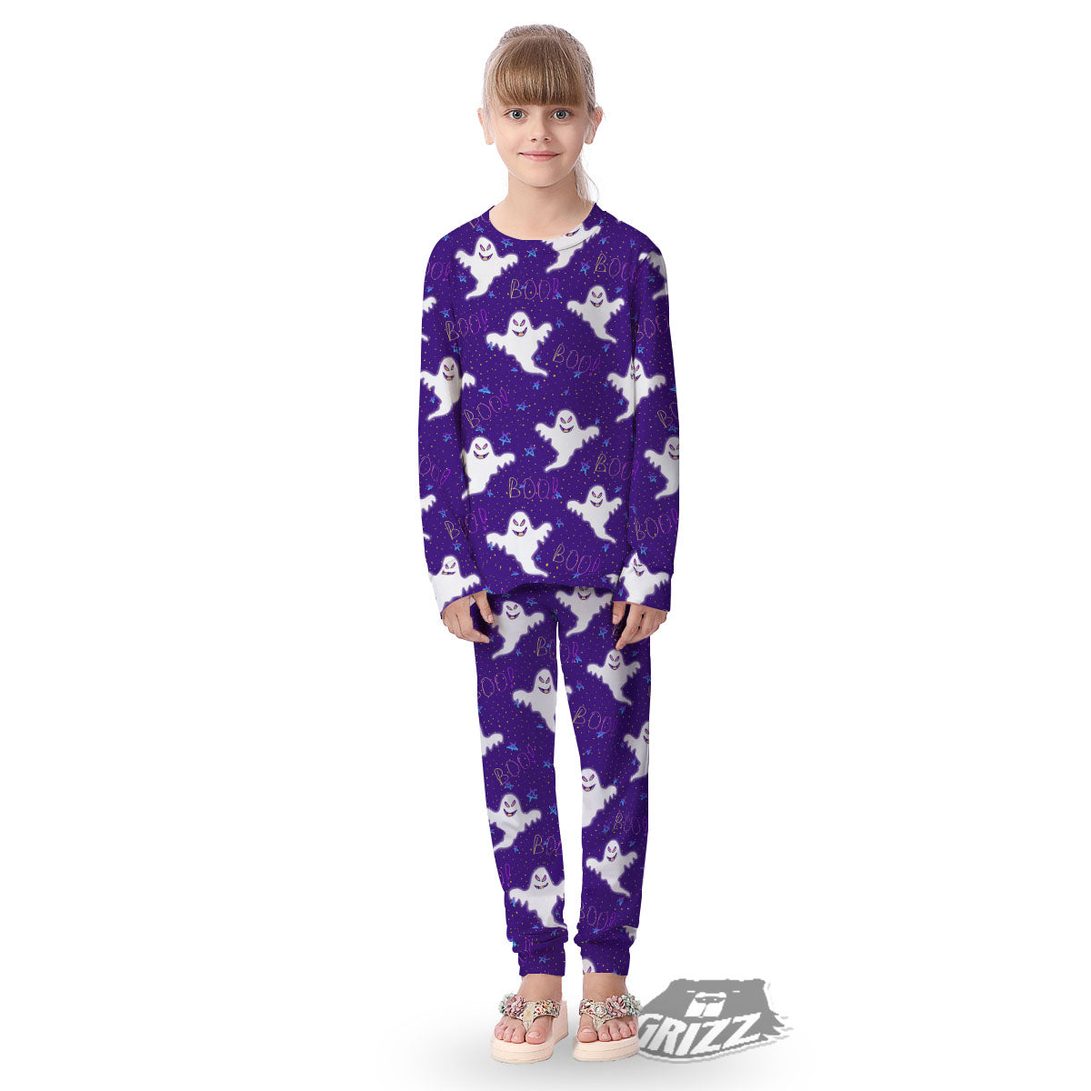 Ghost Happy Halloween Print Pattern Kid's Pajamas-grizzshop