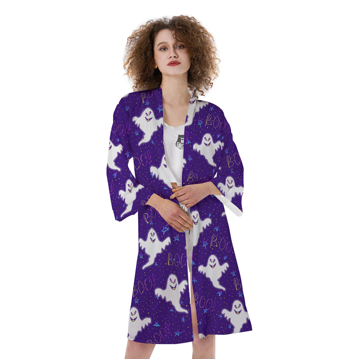 Ghost Happy Halloween Print Pattern Kimono-grizzshop