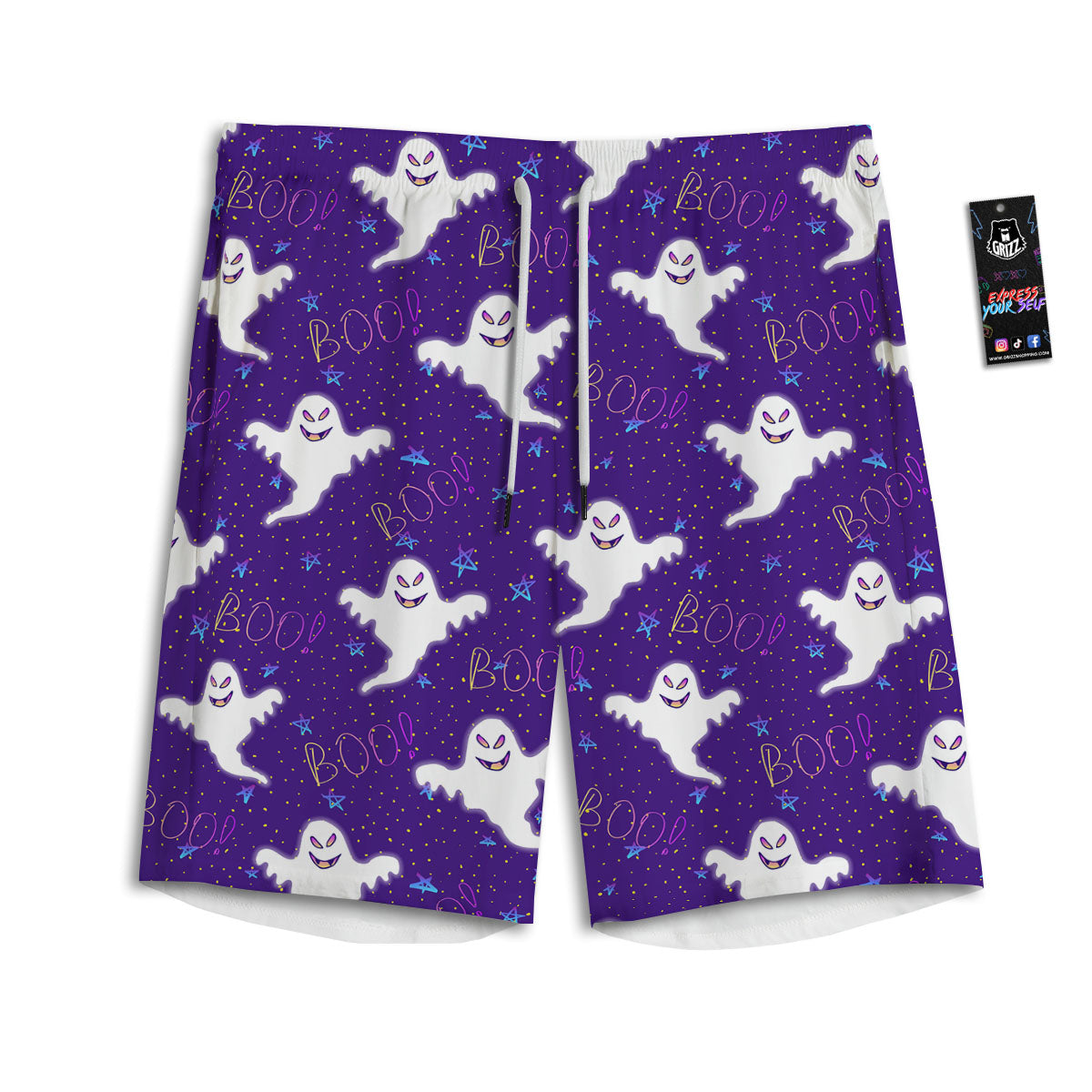 Ghost Happy Halloween Print Pattern Men's Athletic Shorts