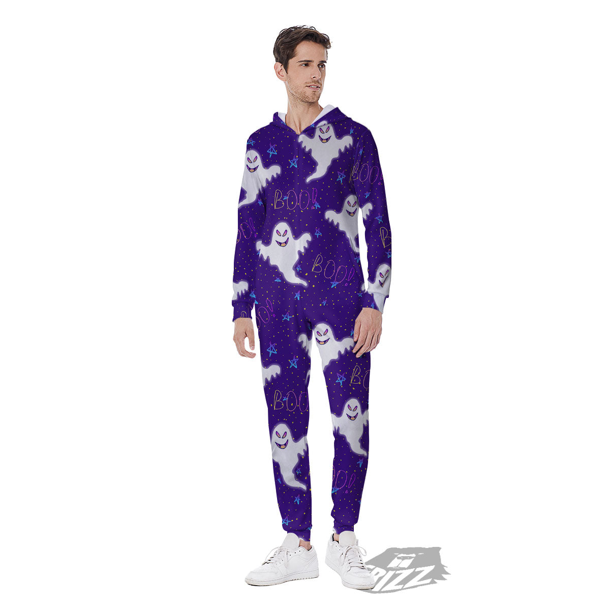 Ghost Happy Halloween Print Pattern Men's Jumpsuit-grizzshop